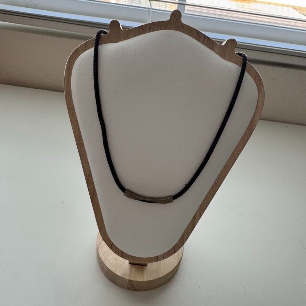 Vintage 90s Black Cord Choker Necklace Silver Tone Geometric Magnetic Y2K Punk